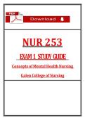 NUR 253 Exam 1 Study Guide &vert; Mental Health &vert; &lpar;2026 &sol; 2027&rpar;&vert; Galen College of Nursing&NewLine;