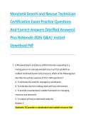 Maryland Search and Rescue Technician &NewLine;Certification Exam Practice Questions &NewLine;And Correct Answers &lpar;Verified Answers&rpar; &NewLine;Plus Rationale 2026 Q&A&vert; Instant &NewLine;Download Pdf  
