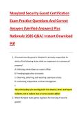 Maryland Security Guard Certification  &NewLine;Exam Practice Questions And Correct &NewLine;Answers &lpar;Verified Answers&rpar; Plus &NewLine;Rationale 2026 Q&A&vert; Instant Download &NewLine;Pdf 