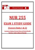NUR 255 Exam 1 Study Guide &vert; Aging&comma; Chronic Illness & Mental Health &vert; &lpar;2026 &sol; 2027&rpar;&vert; Galen College of Nursing&NewLine;