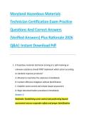 Maryland Hazardous Materials &NewLine;Technician Certification Exam Practice &NewLine;Questions And Correct Answers &NewLine;&lpar;Verified Answers&rpar; Plus Rationale 2026 &NewLine;Q&A&vert; Instant Download Pdf 