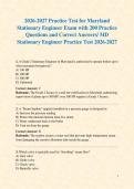 2026-2027 Practice Test for Maryland Stationary Engineer Exam with 200 Practice Questions and Correct Answers&sol; MD Stationary Engineer Practice Test 2026-2027