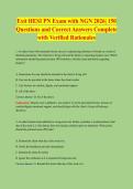Exit HESI PN Exam with NGN 2026&vert; 150 Questions and Correct Answers Complete with Verified Rationales