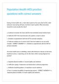 Population Health HESI practice questions with correct answers