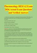 Pharmacology HESI A2 Exam 2026&vert; Actual Exam Questions and Verified Answers