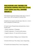PHILOSOPHIES AND THEORIES FOR&NewLine;ADVANCED NURSING PRACTICE ACTUAL&NewLine;STUDY GUIDE 2026 FULL ANSWERS&NewLine;GRADED A&plus;