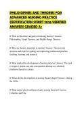 PHILOSOPHIES AND THEORIES FOR&NewLine;ADVANCED NURSING PRACTICE&NewLine;CERTIFICATION SCRIPT 2026 VERIFIED&NewLine;ANSWERS GRADED A&plus;