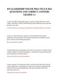 RN LEADERSHIP ONLINE PRACTICE B 2023 QUESTIONS AND CORRECT ANSWERS GRADED A&plus;