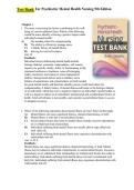 Psychiatric Mental Health Nursing Test Bank &vert; 9th Edition &vert; Exam Questions & Answers