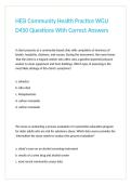 HESI Community Health Practice WGU D450 Questions With Correct Answers