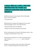 A-US1329 SERE 100&period;2 LEVEL A MILITARY&NewLine;CERTIFICATION TEST PAPER 2026&NewLine;COMPLETE QUESTIONS AND SOLUTIONS&NewLine;GRADED A&plus;
