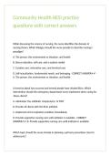 Community Health HESI practice questions with correct answers 