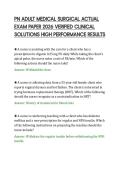 PN ADULT MEDICAL SURGICAL ACTUAL&NewLine;EXAM PAPER 2026 VERIFIED CLINICAL&NewLine;SOLUTIONS HIGH PERFORMANCE RESULTS