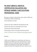 PN ADULT MEDICAL SURGICAL&NewLine;CERTIFICATION EVALUATION 2026&NewLine;DETAILED NURSING CARE SOLUTIONS&NewLine;PROFESSIONAL GUIDE