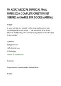 PN ADULT MEDICAL SURGICAL FINAL&NewLine;PAPER 2026 COMPLETE QUESTION SET&NewLine;VERIFIED ANSWERS TOP SCORE MATERIA