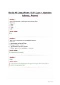 Florida All-Lines Adjuster &lpar;6-20&rpar; Exam &mdash;  Questions & Correct Answers&NewLine;