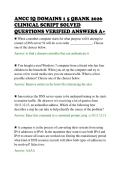 ANCC IQ DOMAINS 1 5 QBANK 2026&NewLine;CLINICAL SCRIPT SOLVED&NewLine;QUESTIONS VERIFIED ANSWERS A&plus;&NewLine;