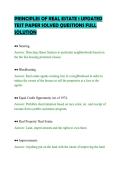 PRINCIPLES OF REAL ESTATE 1 UPDATED&NewLine;TEST PAPER SOLVED QUESTIONS FULL&NewLine;SOLUTION