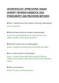 ANTHROPOLOGY APPRECIATING HUMAN&NewLine;DIVERSITY REVISION HANDBOOK 2026&NewLine;ETHNOGRAPHY AND FIELDWORK METHODS