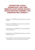 INTRODUCTORY CLINICAL PHARMACOLOGY FINAL EXAM PREDICTOR LATEST VERSION 2026&sol;2027 &vert; VERIFIED QUESTIONS &ANSWERS &vert; 100&percnt; GUARANTEED PASS &vert; GRADED A&plus;&NewLine;&NewLine;
