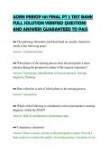AORN PERIOP 101 FINAL PT 2 TEST BANK&NewLine;FULL SOLUTION VERIFIED QUESTIONS&NewLine;AND ANSWERS GUARANTEED TO PASS