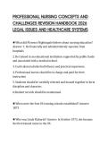 PROFESSIONAL NURSING CONCEPTS AND&NewLine;CHALLENGES REVISION HANDBOOK 2026&NewLine;LEGAL ISSUES AND HEALTHCARE SYSTEMS