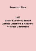 Research Final Exam 2026 PDF &vert; Study Guide&comma; Revision Notes & Practice Questions for Research Methods