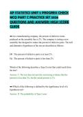 AP STATISTICS UNIT 5 PROGRESS CHECK&NewLine;MCQ PART C PRACTICE SET 2026&NewLine;QUESTIONS AND ANSWERS HIGH SCORE&NewLine;GUIDE&NewLine;