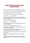 Biology 1322 Exam 1 Study Cards With Complete Solutions
