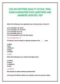 CSE 205 CERTIFIED QUALITY ACTUAL FINAL &NewLine;EXAM GUARANTEED PASS QUESTIONS AND &NewLine;ANSWERS UPDATED &vert; PDF 