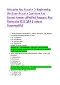 Principles And Practice Of Engineering &NewLine;&lpar;Pe&rpar; Exam Practice Questions And &NewLine;Correct Answers &lpar;Verified Answers&rpar; Plus &NewLine;Rationales 2026 Q&A &vert; Instant &NewLine;Download Pdf 