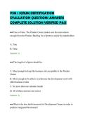 PSM 1 SCRUM CERTIFICATION&NewLine;EVALUATION QUESTIONS ANSWERS&NewLine;COMPLETE SOLUTION VERIFIED PASS&NewLine;