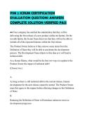 PSM 2 SCRUM CERTIFICATION&NewLine;EVALUATION QUESTIONS ANSWERS&NewLine;COMPLETE SOLUTION VERIFIED PASS&NewLine;