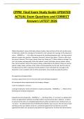 CPPM Final Exam Study Guide UPDATED&NewLine;ACTUAL Exam Questions and CORRECT&NewLine;Answers LATEST 2026