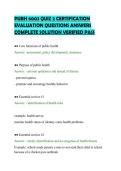 PUBH 6003 QUIZ 2 CERTIFICATION&NewLine;EVALUATION QUESTIONS ANSWERS&NewLine;COMPLETE SOLUTION VERIFIED PASS