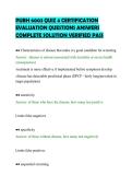 PUBH 6003 QUIZ 4 CERTIFICATION&NewLine;EVALUATION QUESTIONS ANSWERS&NewLine;COMPLETE SOLUTION VERIFIED PASS