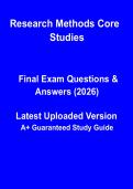 Research Methods Core Studies &ndash; Key Study Summaries&comma; Analysis & Exam Revision Guide &lpar;PDF&rpar;
