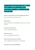 RASMUSSEN PATHOPHYSIOLOGY 2 FINAL&NewLine;TEST PAPER 2026 QUESTIONS AND&NewLine;SOLUTIONS GRADED A&plus; CERTIFICATION&NewLine;EVALUATION