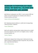 RASMUSSEN PATHOPHYSIOLOGY EXAM 1&NewLine;ACTUAL TEST BANK FULL SOLUTION WITH&NewLine;TESTED QUESTIONS AND ANSWERS&NewLine;