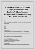 ELECTRICAL CONTRACTOR LICENSING EXAM &lpar;2026 Retake Style&rpar; Exam Questions And Correct Answers &lpar;Verified Answers&rpar; Plus Rationales 2026 Q&A &vert; Instant Download Pdf