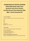 JOURNEYMAN ELECTRICIAN LICENSING EXAM &lpar;2026 Retake Style&rpar; Exam Questions And Correct Answers &lpar;Verified Answers&rpar; Plus Rationales 2026 Q&A &vert; Instant Download Pdf