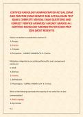 CERTIFIED RADIOLOGY ADMINISTRATOR ACTUAL EXAM &NewLine;AND PRACTICE EXAM NEWEST 2026 ACTUAL EXAM TEST &NewLine;BANK&vert; COMPLETE 300 REAL EXAM QUESTIONS AND CORRECT VERIFIED ANSWERS&sol; ALREADY GRADED A&plus;&vert; CERTIFIED RADIOLOGY ADMINISTRATOR EXAM PREP 2026 &lpar;MOST RECENT&excl;&excl;&rpar;