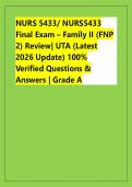 NURS 5433&sol; NURS5433 &NewLine;Final Exam &ndash; Family II &lpar;FNP &NewLine;2&rpar; Review&vert; UTA &lpar;Latest &NewLine;2026 Update&rpar; 100&percnt; &NewLine;Verified Questions & &NewLine;Answers &vert; Grade A