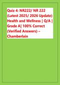 Quiz 4&colon; NR222&sol; NR 222 &NewLine;&lpar;Latest 2025&sol; 2026 Update&rpar; &NewLine;Health and Wellness &vert; Q&sol;A &vert; &NewLine;Grade A&vert; 100&percnt; Correct &NewLine;&lpar;Verified Answers&rpar; &ndash;&NewLine;Chamberlain