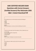 AWS CERTIFIED WELDER EXAM Questions with Correct Answers &lpar;Verified Answers&rpar; Plus Rationales 2026 Q&A &vert; Instant Download Pdf