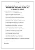 Iowa Wastewater Operator Grade IV Exam ACTUAL EXAM QUESTIONS AND VERIFIED ANSWERS WITH RATIONALES JUST RELEASED