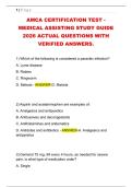 AMCA CERTIFICATION TEST - &NewLine;MEDICAL ASSISTING STUDY GUIDE &NewLine;2026 ACTUAL QUESTIONS WITH &NewLine;VERIFIED ANSWERS&period; 