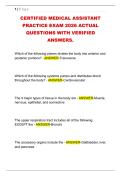 CERTIFIED MEDICAL ASSISTANT &NewLine;PRACTICE EXAM 2026 ACTUAL &NewLine;QUESTIONS WITH VERIFIED &NewLine;ANSWERS&period; 