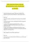 NTR 454&sol;554 FINAL EXAM &NewLine;QUESTIONS AND ANSWERS &NewLine;&lpar;LATEST&rpar;