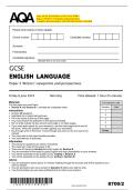 AQA GCSE ENGLISH LANGUAGE 8700&sol;2 &NewLine;Paper 2 Writers&rsquo; viewpoints and perspectives &NewLine;Complete Question paper with Marking Scheme Attached 